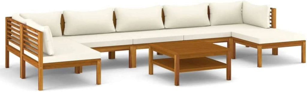 Acacia Wood Patio Chairs with Tea Table and Cushions X295273