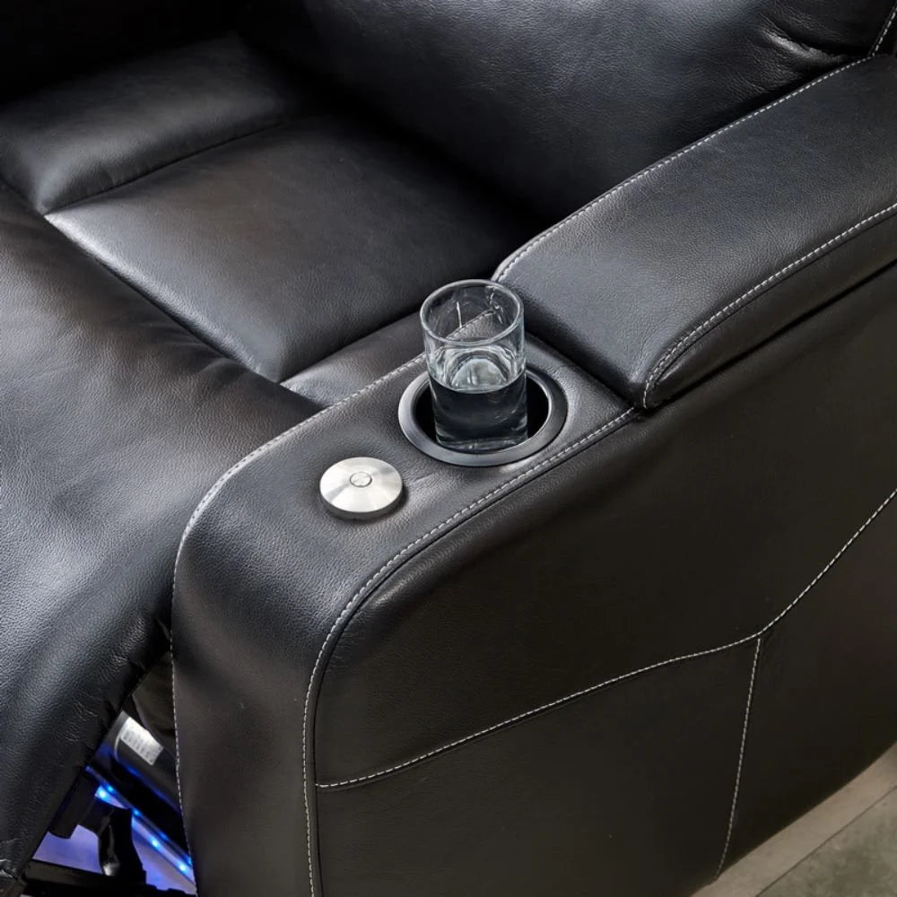 Black Leather Power Recliner Chair P781