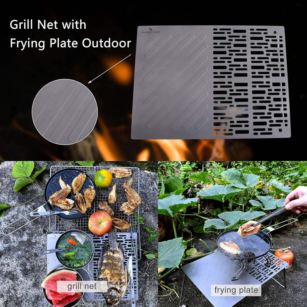 Titanium Folding Campfire Grill with Legs S131