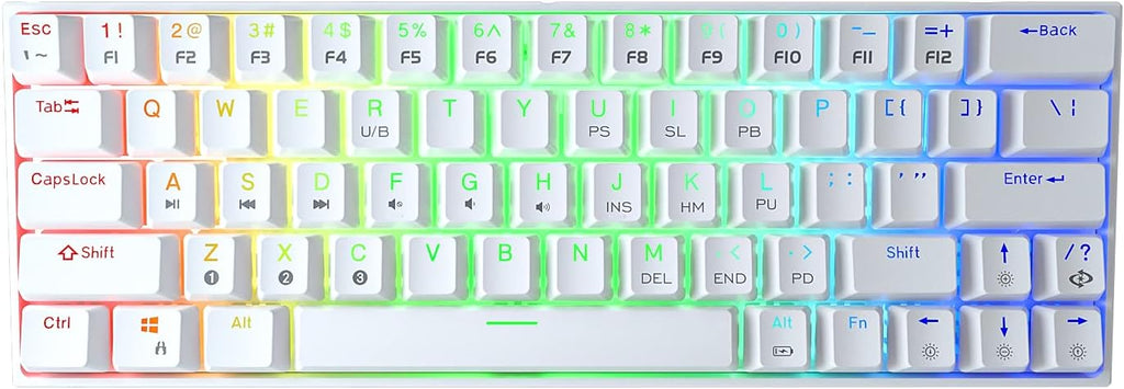 Wireless Wired 60% Mechanical Keyboard with Arrow Keys, True RGB Backlit F7533