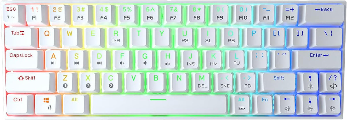 Wireless Wired 60% Mechanical Keyboard with Arrow Keys, True RGB Backlit F7533