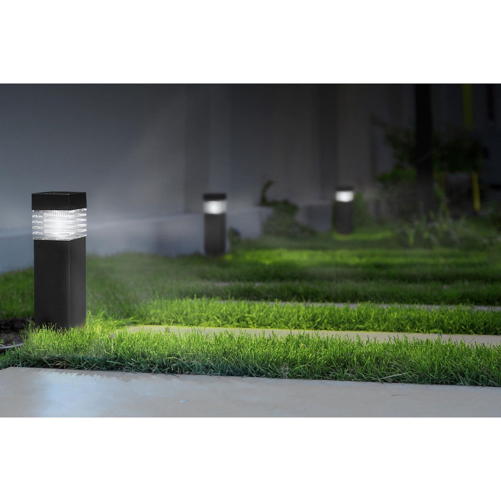 15.75 in. Solar LED Black Bollard Pathway Light, 1 Pack I3917