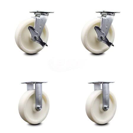 Nylon Swivel Caster Set of 4 with Brakes & 2 Rigid U68087