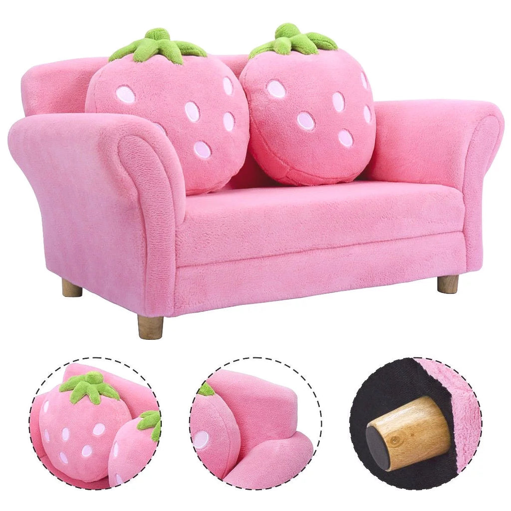 Kids Sofa Armrest Chair with 2 Pillow Pink G69684