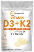 Vitamin D3 2,000 iu Plus K2 50 mcg, 300 Softgels C61403