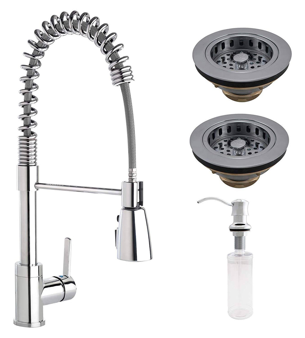Chrome Double Strainer Kitchen Kit with Commercial Style Faucet D47577