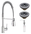 Chrome Double Strainer Kitchen Kit with Commercial Style Faucet D47577