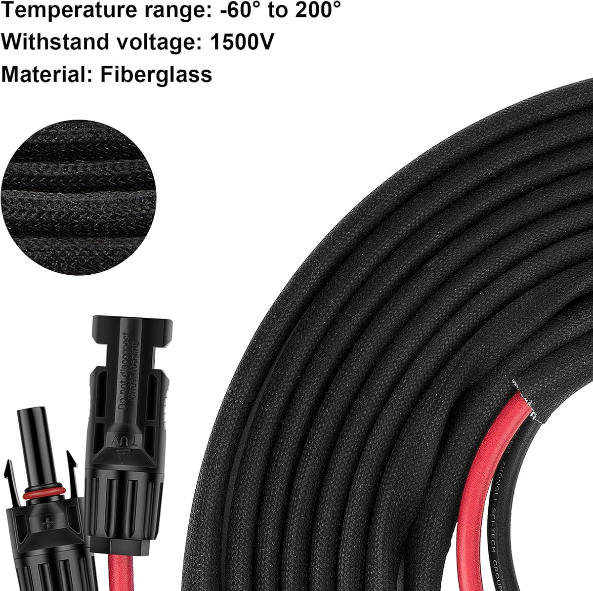 6FT 10AWG Solar Extension Cable with Female and Male Connector R550