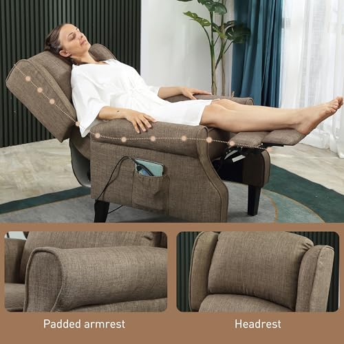 Black Suede Fabric Push Back Recliner Chair with Footrest E2926