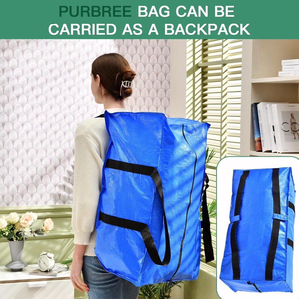 Blue Moving Totes with Backpack Straps, 8 Pack O291084