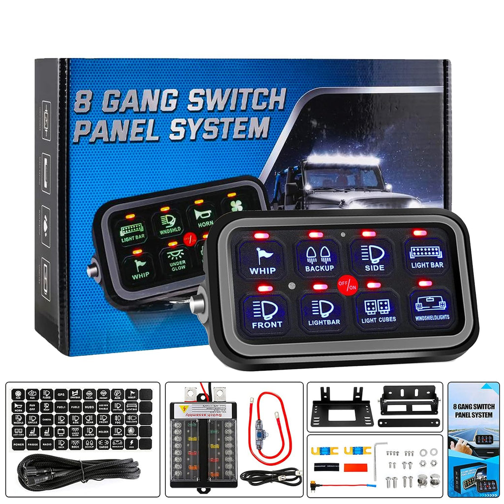 8 Gang Blue LED 12V Switch Panel C59000