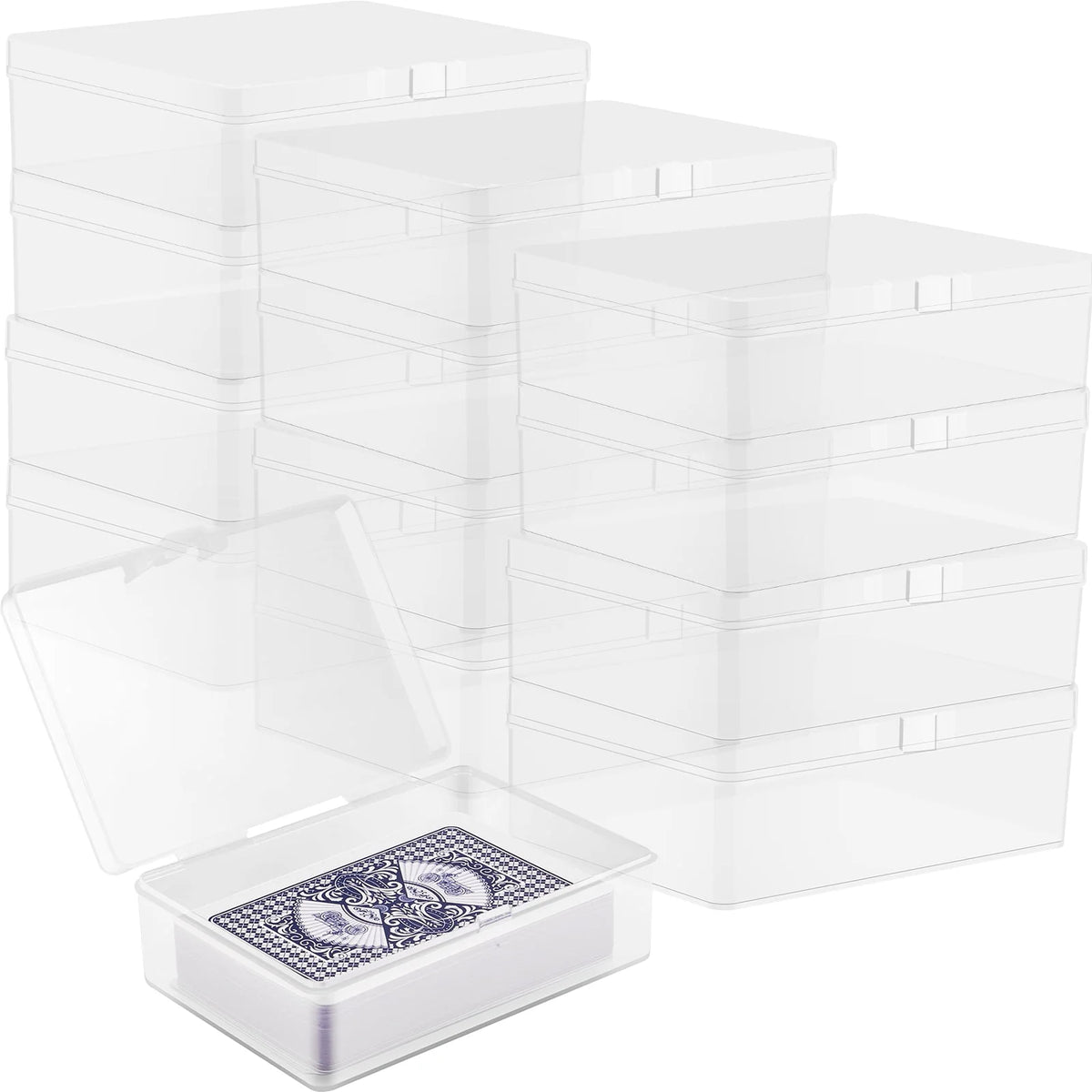 12 Pcs Clear Plastic Trading Card Storage Box with Lid F71272