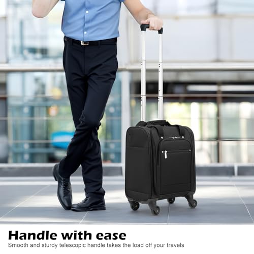 Underseat Carry On Luggage Softside Lightweight Spinner Suitcase V399