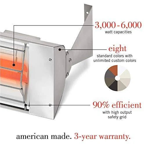 6,000 Watt Dual Element Electric Patio Heater, Stainless Steel W9237