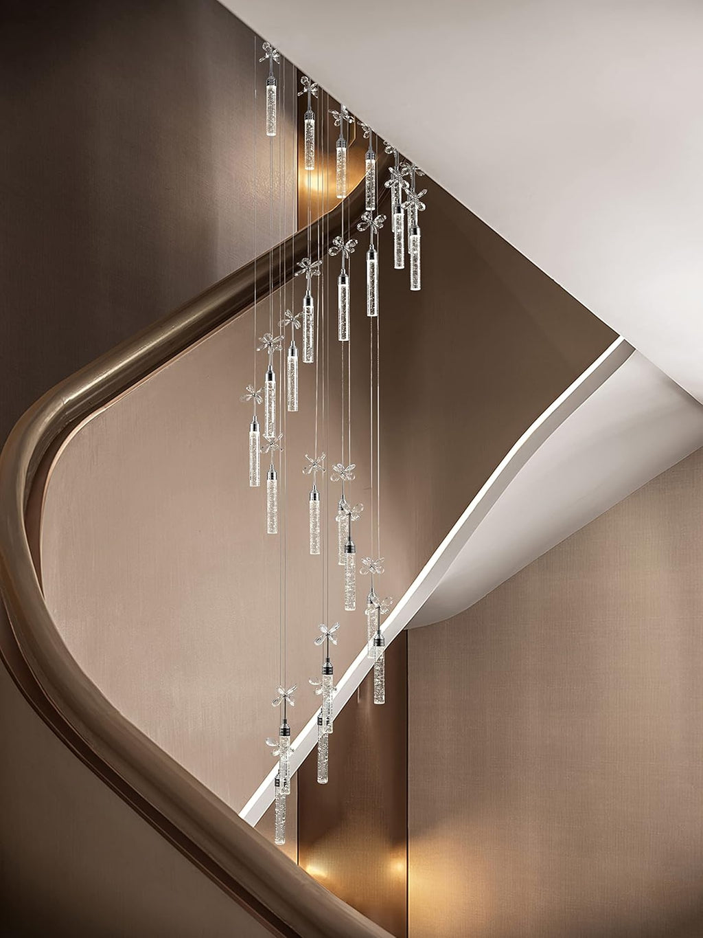 12-Lights Raindrop Spiral Crystal Chandelier with Remote Control Dimmable LED Z82335