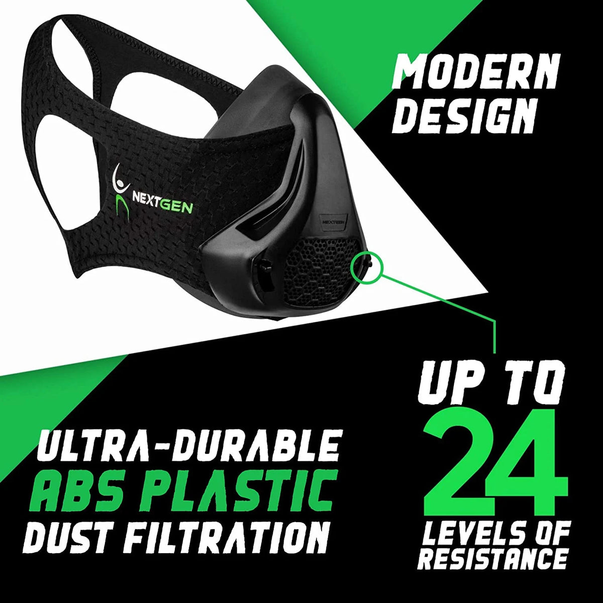 Black Workout Mask with 8 Replaceable Carbon Filters N29357