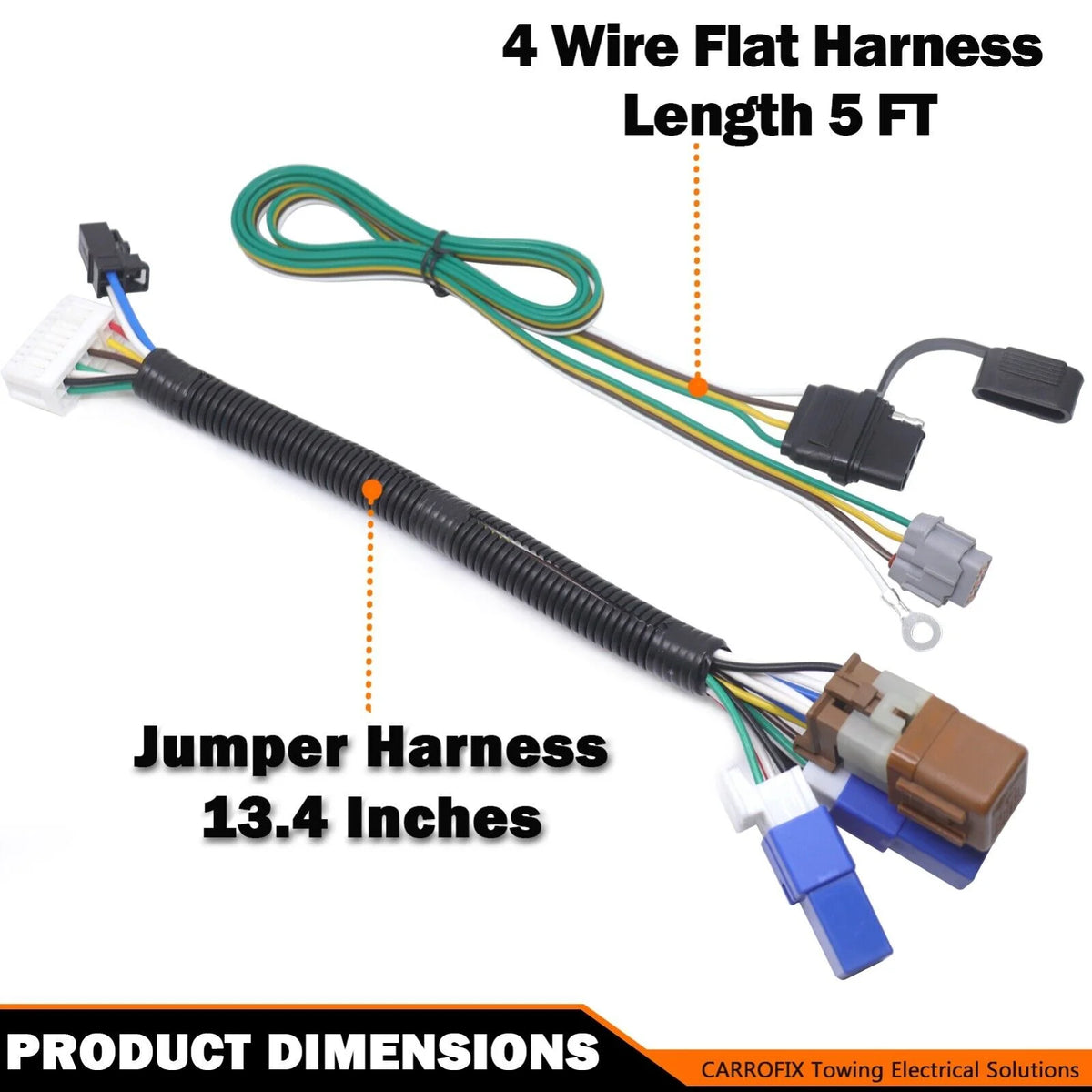 Custom-Fit Vehicle Wiring Harness with 4 Way Flat Trailer Connector H58622