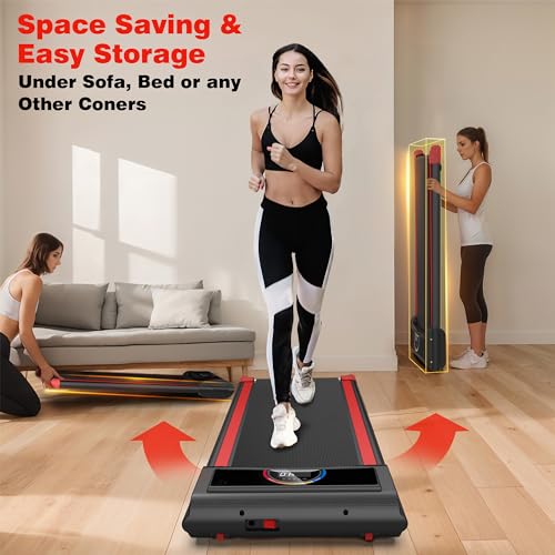 2 in 1 Walking Pad Treadmill with Remote Control 265LB Capacity R3321