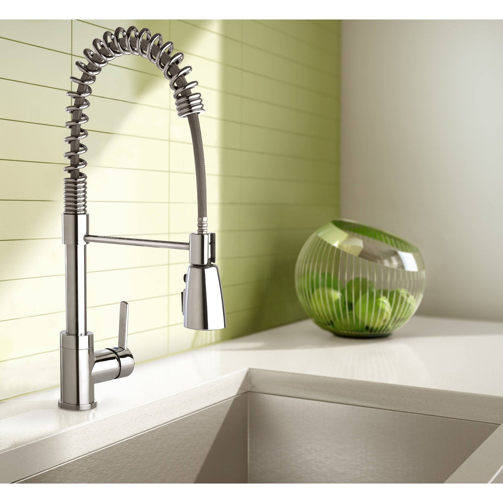 Chrome Double Strainer Kitchen Kit with Commercial Style Faucet D47577