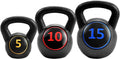 3 Pcs Vinyl Kettlebell Weights Set, 5, 10, 15 lbs H1246