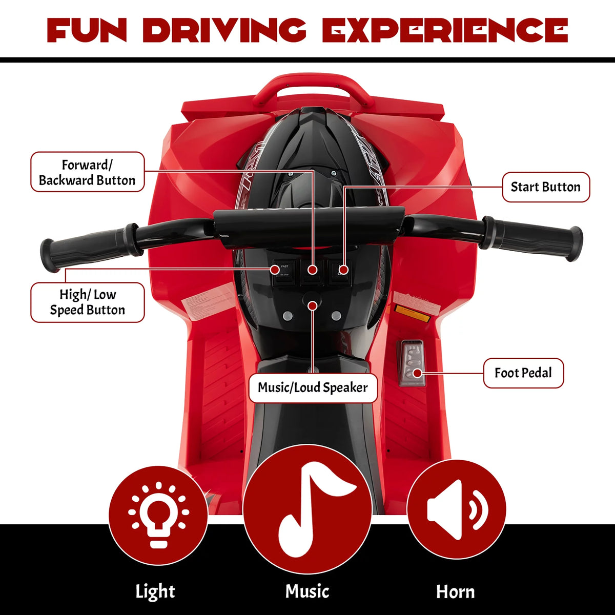 12V Battery Powered Kids Ride On ATV Red A99341