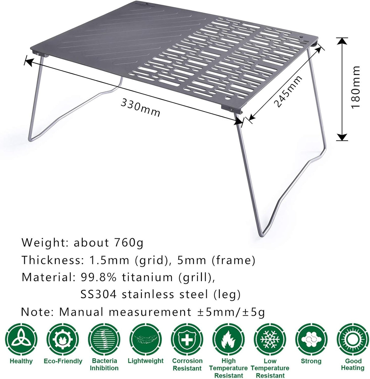 Titanium Folding Campfire Grill with Legs S131