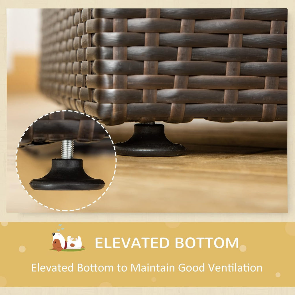 Elevated Rattan Pet Sofa with Waterproof Cushion V494137