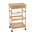 Natural Pinewood Mobile Kitchen Cart H19821