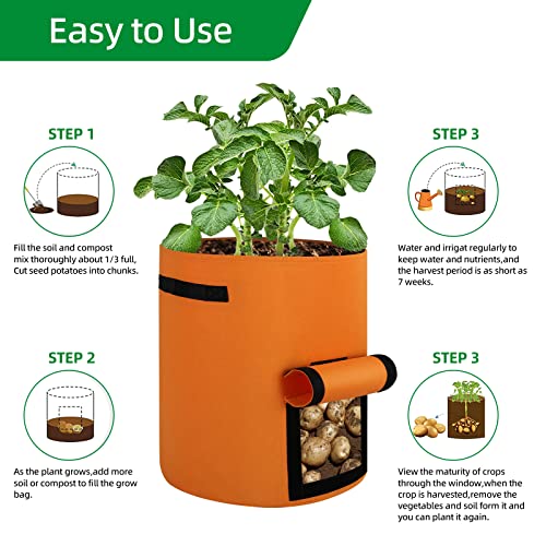 6-Pack 10 Gallon Nonwoven Fabric Grow Bags with Flap and Handles A487