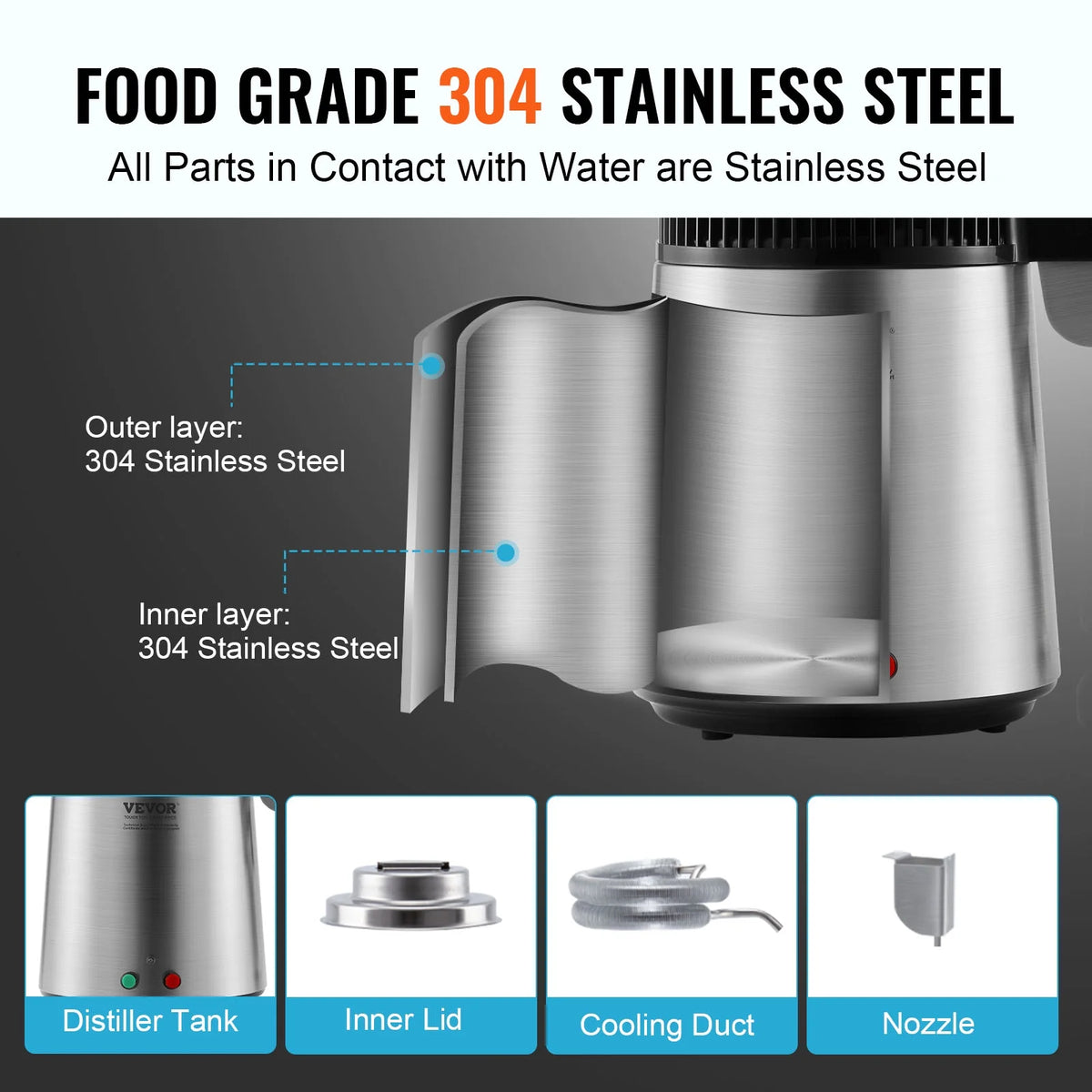 4L Stainless Steel Water Distiller D11023