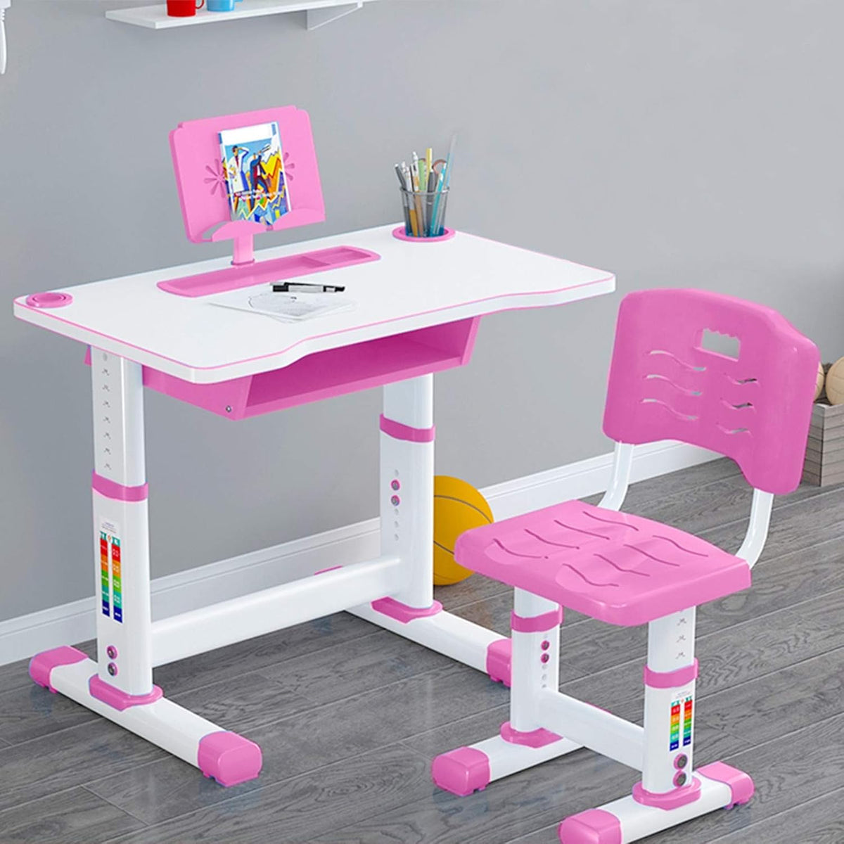 Adjustable Study Desk and Chair Set with Bookstand N128270