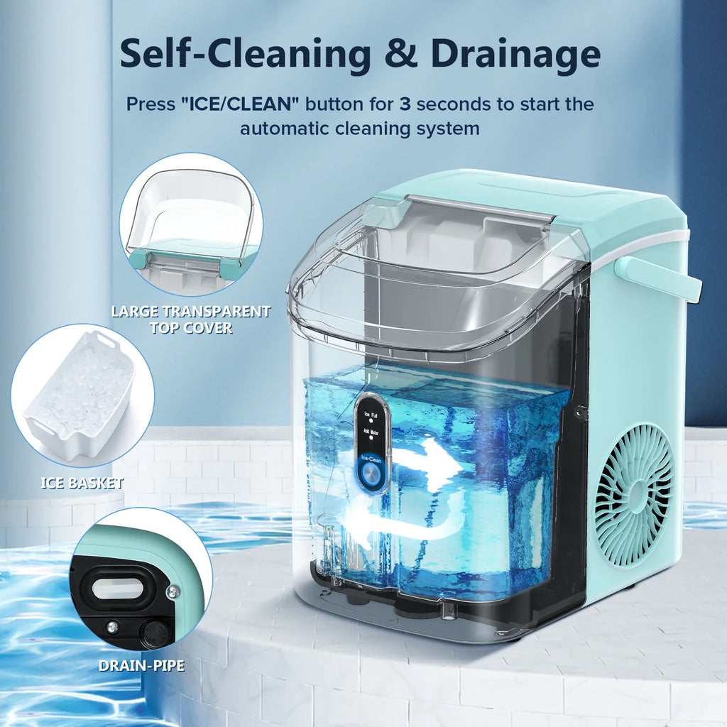 Portable Nugget Ice Maker with Self-Cleaning Function R810