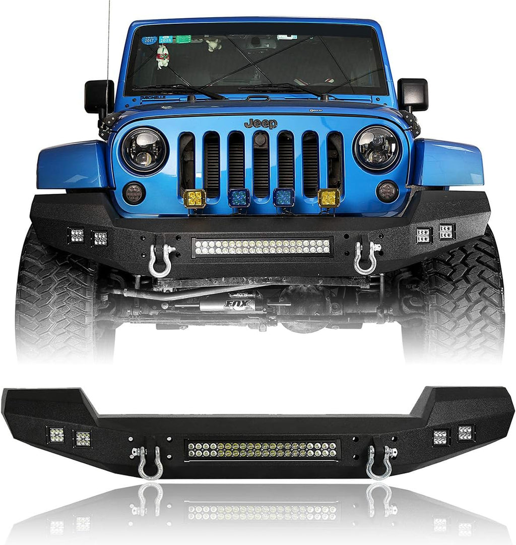 Front Bumper & Rear Bumper Combo with Spare Tire Carrier & 120W LED Light Bar N3527