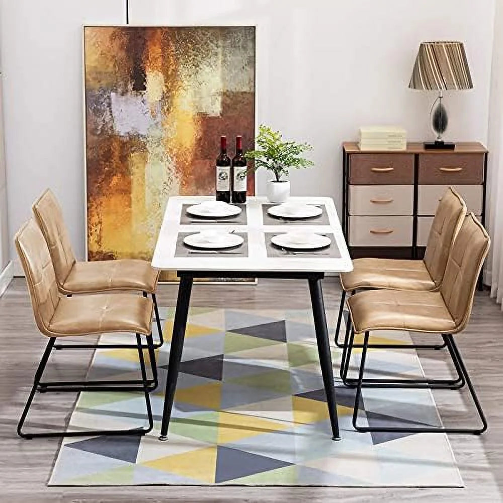 Faux Leather Dining Chairs Set of 2 with Metal Legs H335