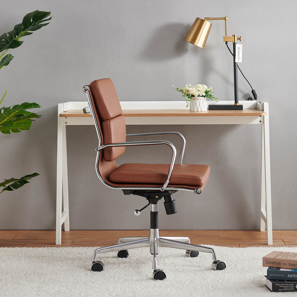 Brown Leather Adjustable Swivel Office Chair Z18013