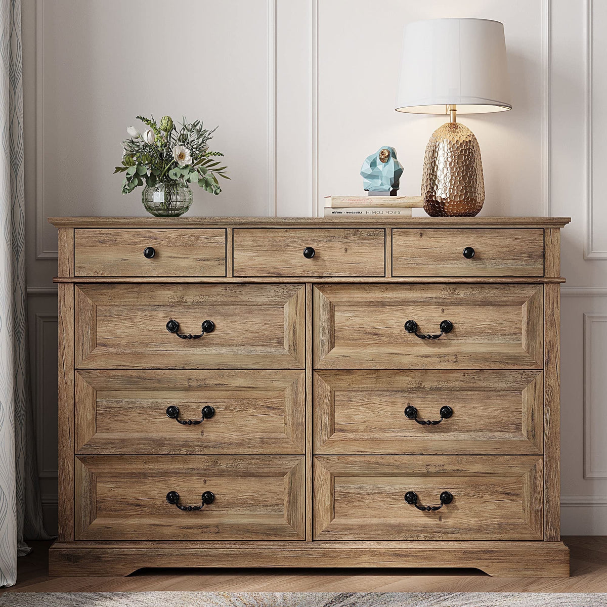 Rustic Oak 6 Drawer Dresser D797