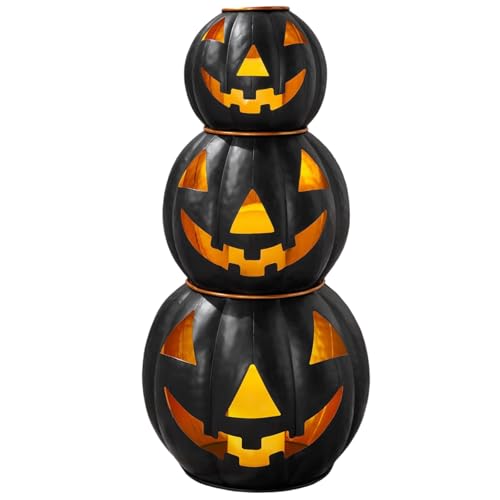 Metal Jack O Lanterns Pumpkin Set of 3 with LED Candles I491