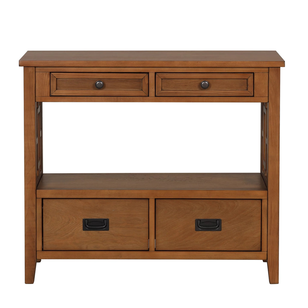 36'' Pine Wood Console Table with 4 Drawers & 1 Storage Shelf J90660
