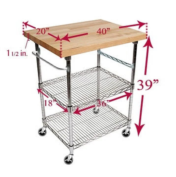 3 Tier Gourmet Cart with Maple Butcher Block Top P94341