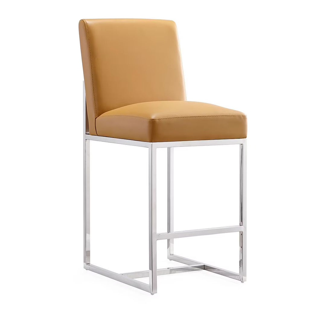 Camel Polished Chrome Stainless Steel Counter Height Bar Stool W776352