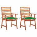 Acacia Wood Patio Dining Chairs 2 pcs with Cushions U10035