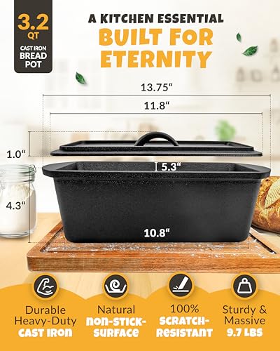 3.2QT Rectangular Cast Iron Dutch Oven with Lid Q78337