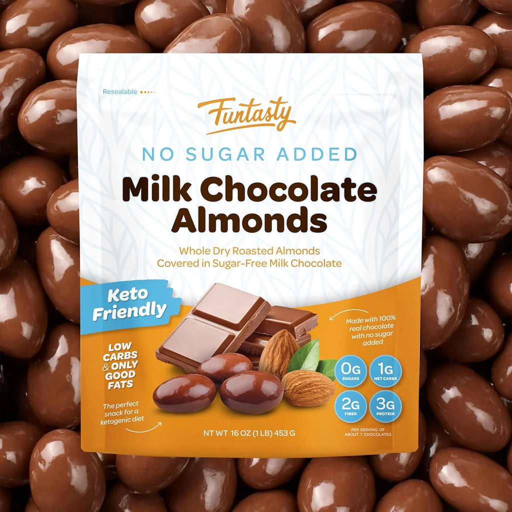 Sugar Free Milk Chocolate Covered Almonds 1 Pound Pack Z956
