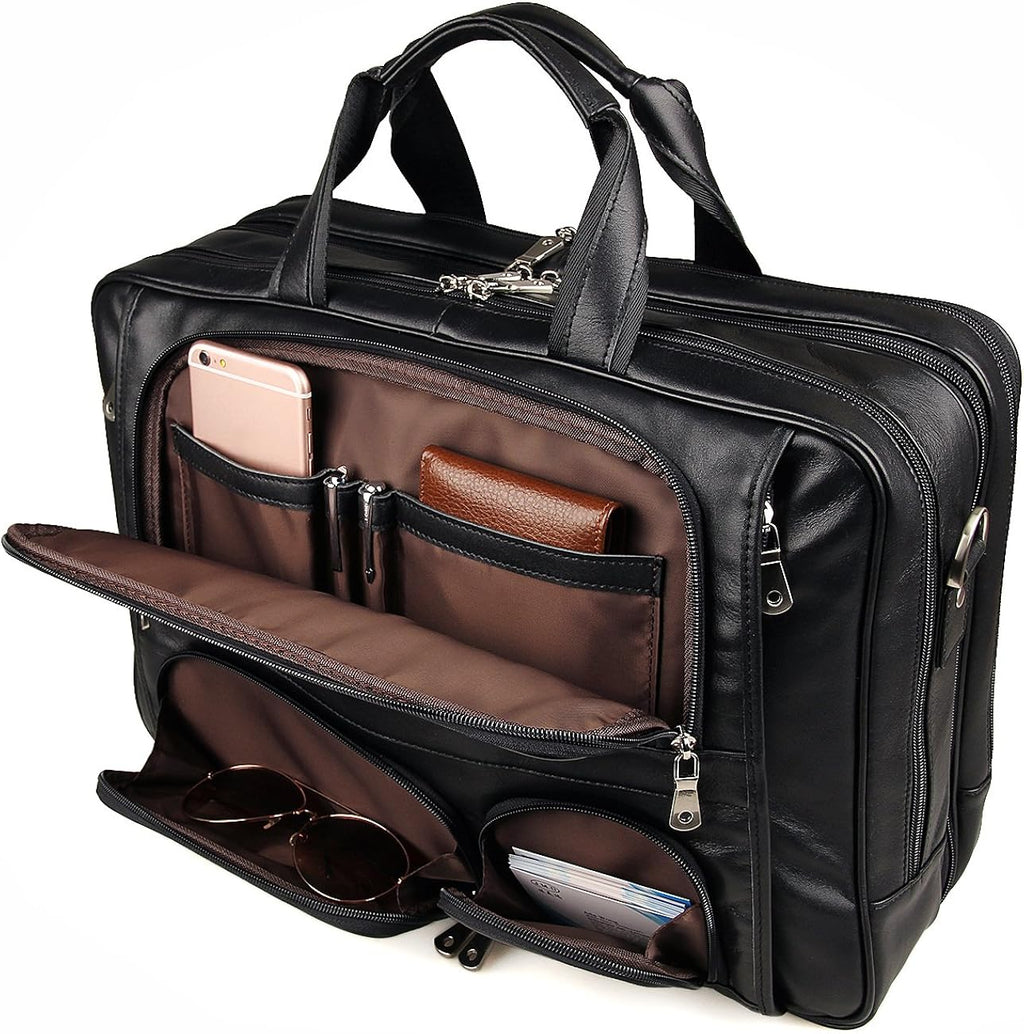 Genuine Leather Laptop Briefcase Duffel Bag fits 15.6 inches K9442