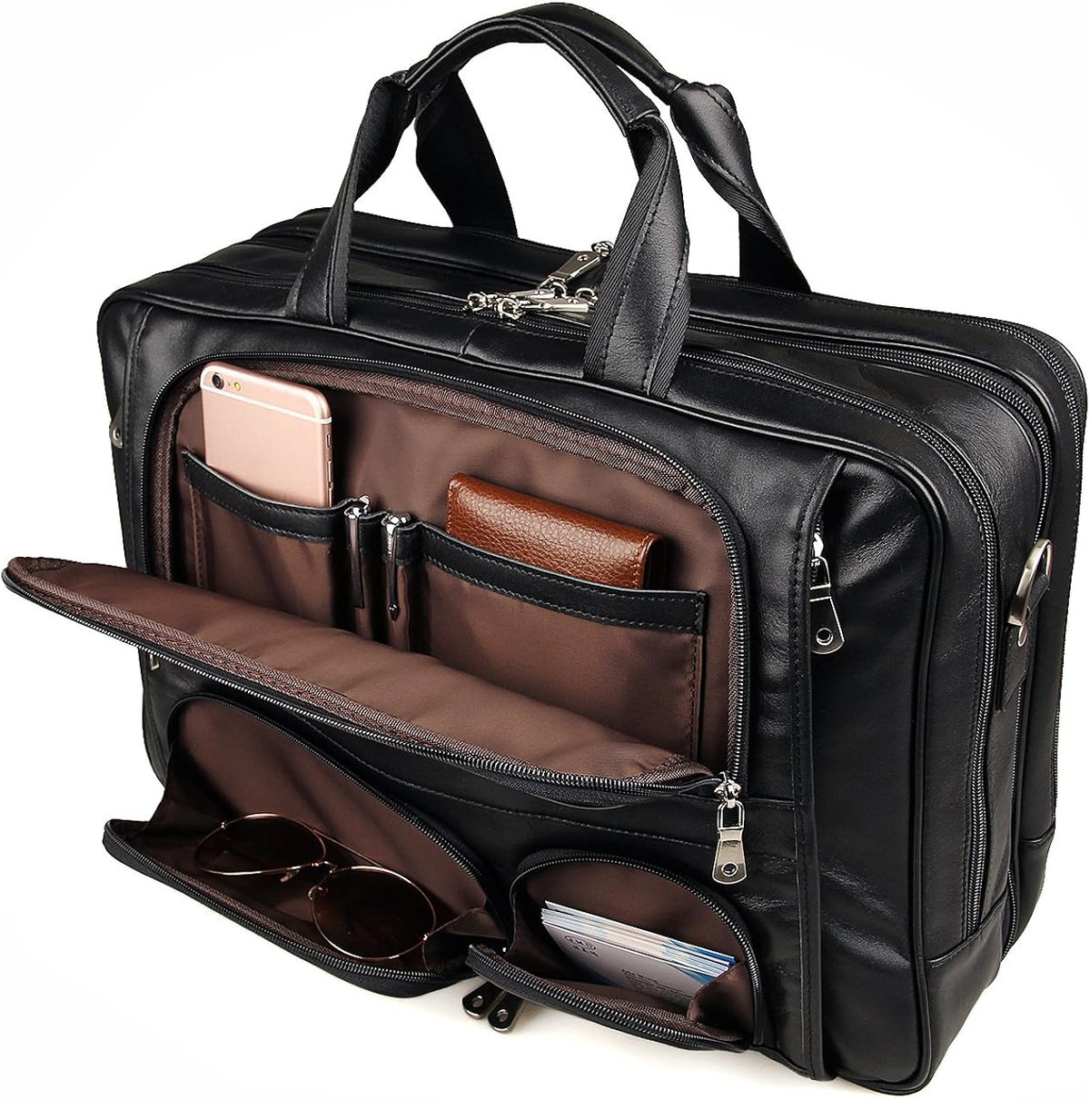 Genuine Leather Laptop Briefcase Duffel Bag fits 15.6 inches K9442