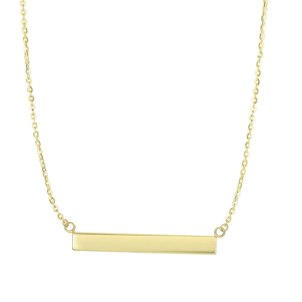 14k Yellow Gold Textured Cylinder Necklace 18 Inches N24180