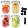34oz Glass Jars with Airtight Lids, Wide Mouth Mason Jars, 4 Pack G53572