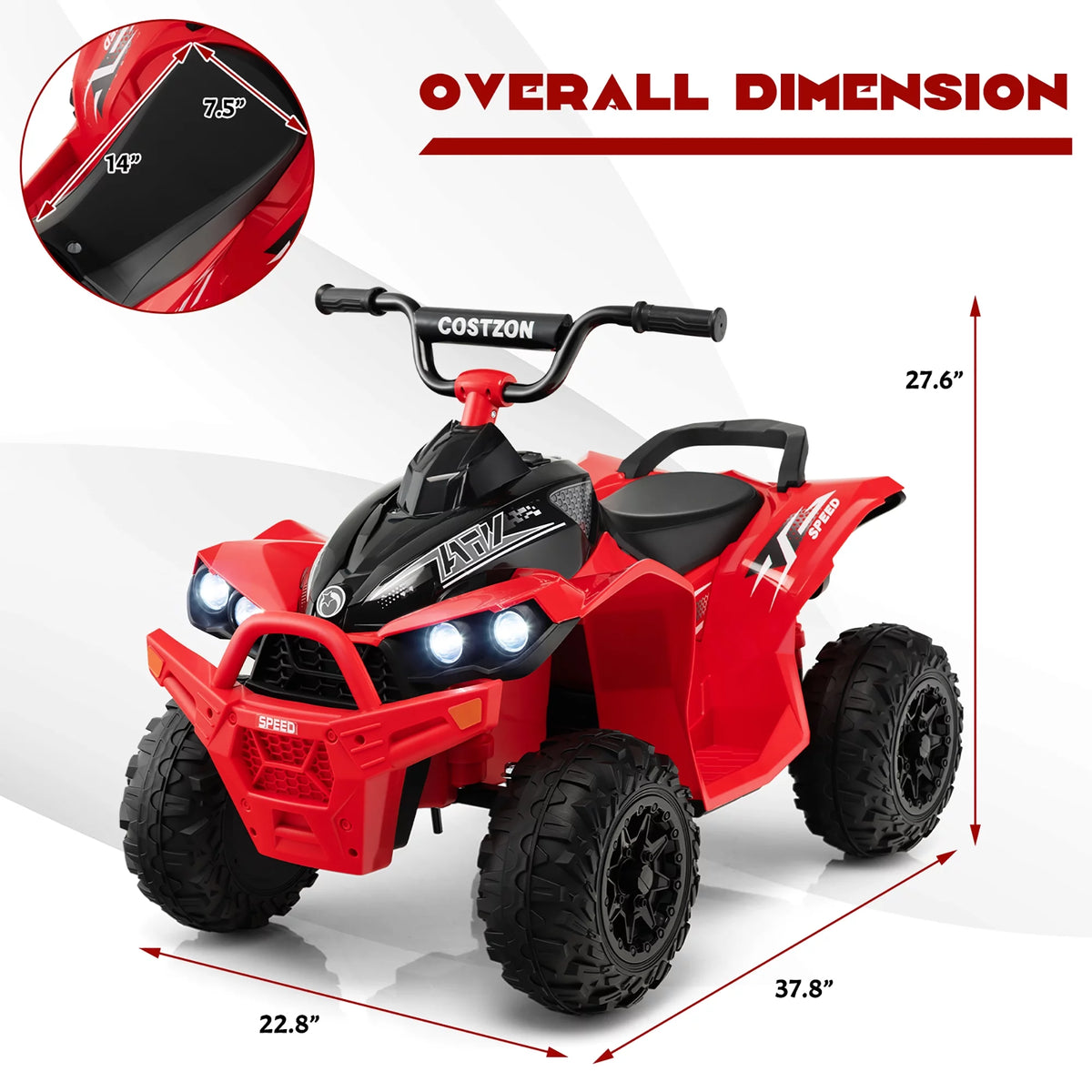 12V Battery Powered Kids Ride On ATV Red A99341