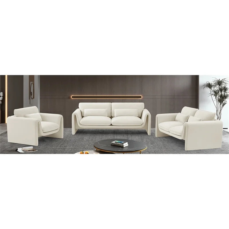 Cream Velvet Loveseat S305197