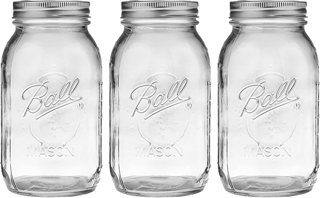 32 oz Mason Jars (3 Pack) with Airtight Lids and Bands M470871